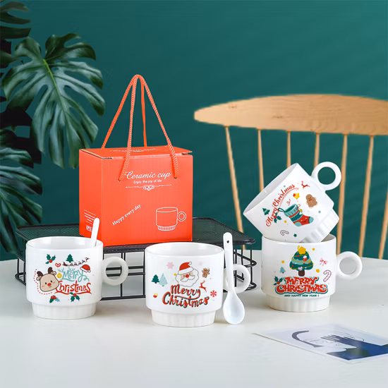 Caneca criativa de desenho animado de cerâmica para presente de Natal